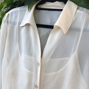 Silk Chiffon Blouse & Camisole Cream EUC Size L